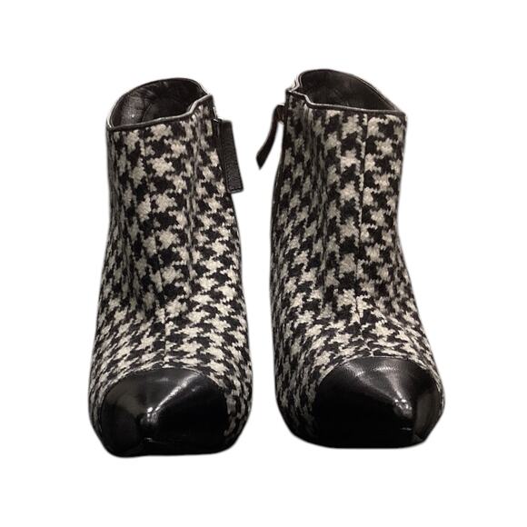 Alexander McQueen Women Booties S.7 Black And White Houndstooth Pattern Zippers - Picture 1 of 6